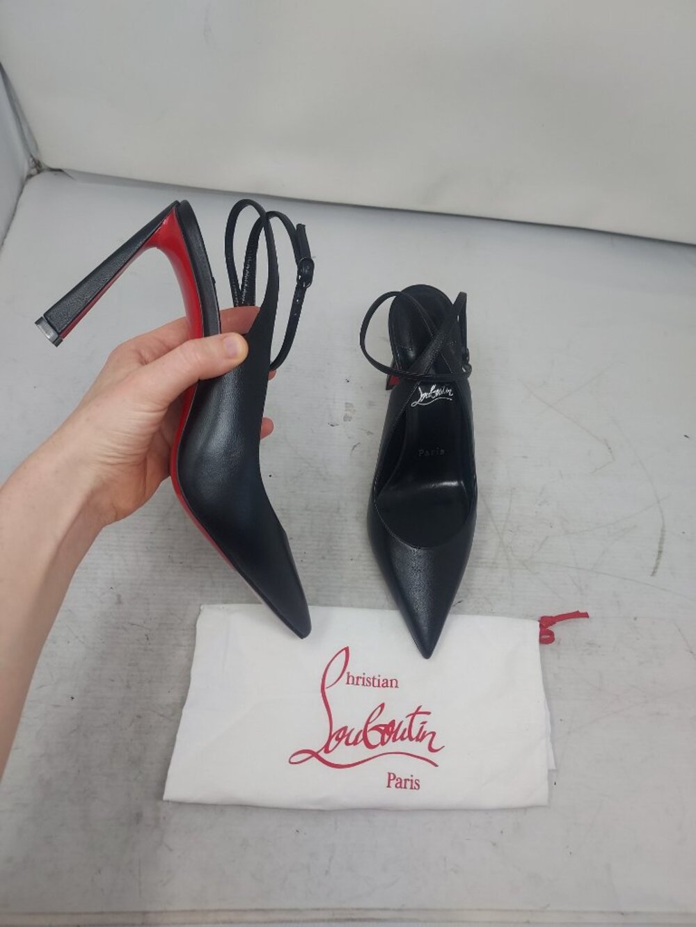 Christian Louboutin Black Strappy Condora Leather Heel Shoe